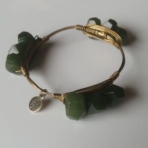 Bourbon&Boweties Bracelet Green Agate Stones Copper Bangle Scandi Girl